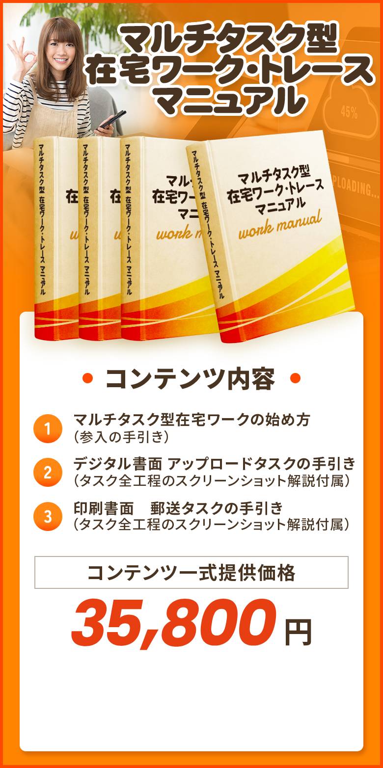 �}���`�^�X�N�^�ݑ�[�N�E�g���[�X�}�j���A�� �E�}���`�^�X�N�^�ݑ�[�N�̎n�ߕ��i�Q���̎�����j �E�f�W�^������ �A�b�v���[�h�^�X�N�̎�����i�^�X�N�S�H���̃X�N���[���V���b�g����t���j �E������� �X���^�X�N�̎�����i�^�X�N�S�H���̃X�N���[���V���b�g����t���j �R���e���c�ꎮ�񋟉��i�F�R�Q.�W�O�O�~